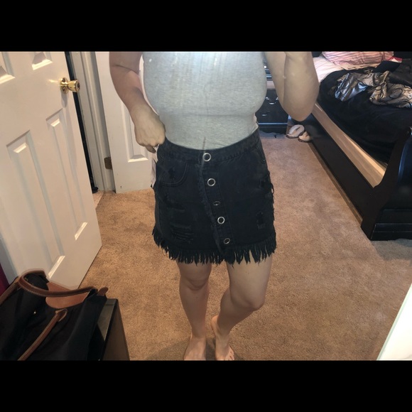 Signature8 Dresses & Skirts - Signature8 Distressed Black Jean Skirt